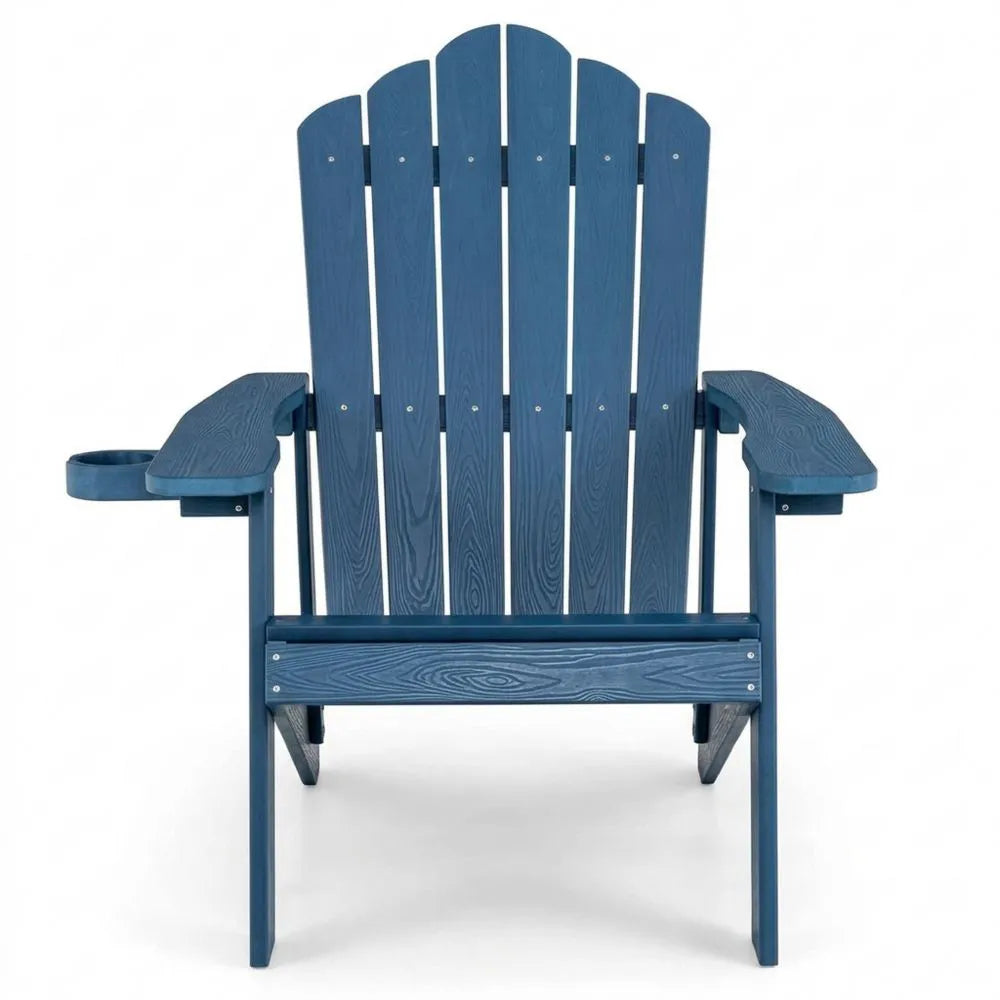 Wetterfester Adirondack Gartenstuhl mit Getränkehalter, Kunststoffsessel für Terrasse, 170 kg Tragkraft, Outdoor geeignet