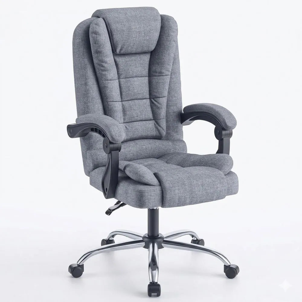 Verstellbarer ergonomischer Bürostuhl mit hoher Rückenlehne, grau