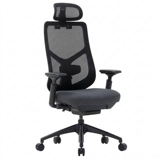 Ergonomischer Netz-Bürostuhl mit hoher Rückenlehne und verstellbarer Kopfstütze