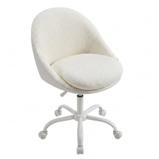 Ergonomischer Stuhl, höhenverstellbar, Schaumstoffpolsterung, ideal für Büro und Schlafzimmer, beige-weiß