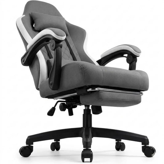 Ergonomischer Schreibtischstuhl mit Stoffbezug und Fußstütze