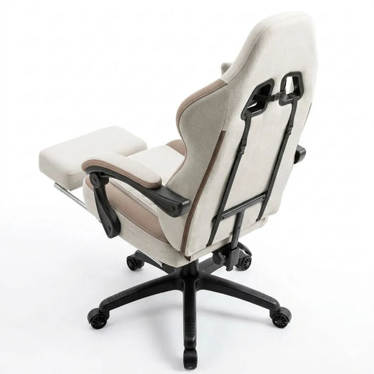 Ergonomischer Gaming-Stuhl mit Massage und Fußstütze, Belastbarkeit bis 150 kg, Beige