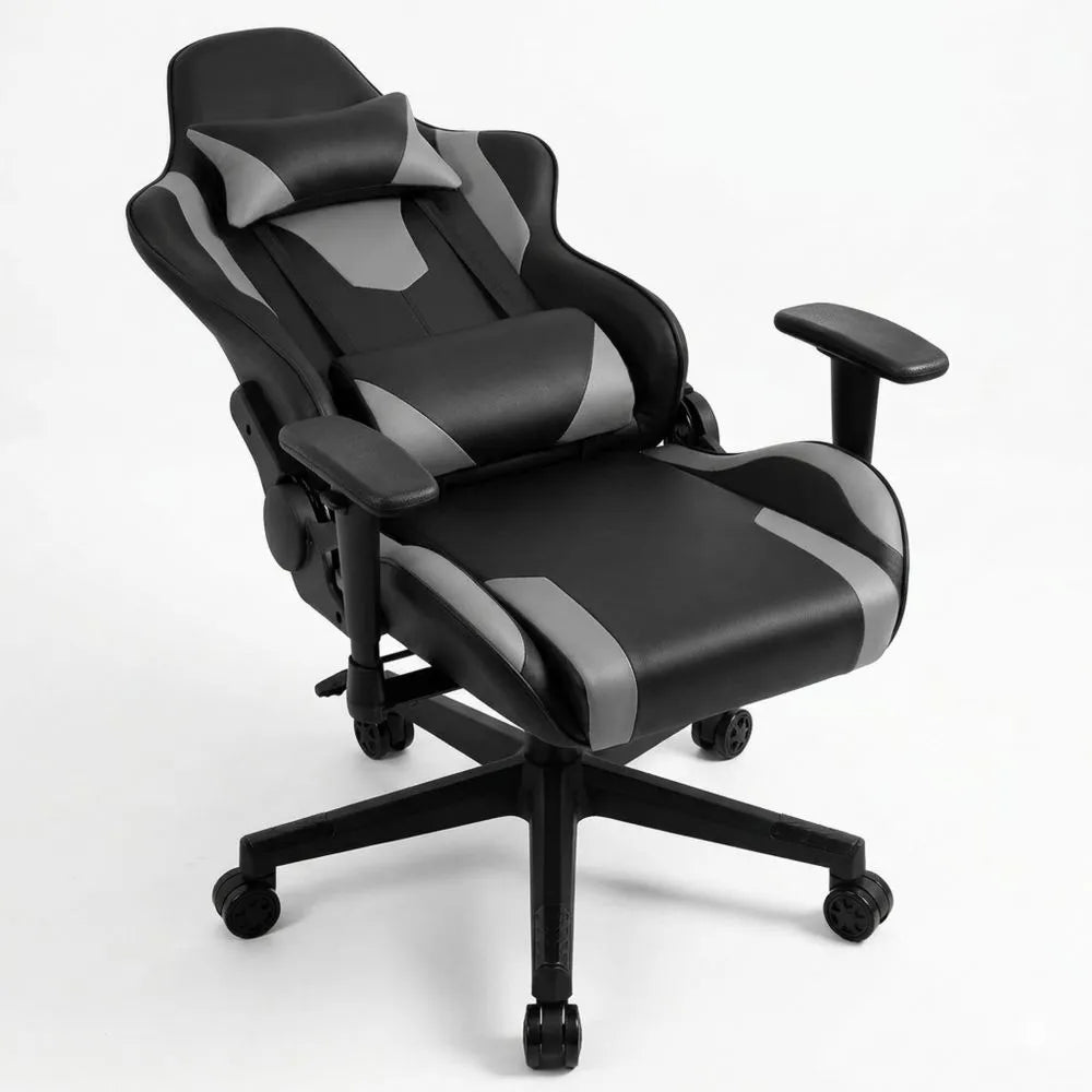 Ergonomischer Bürostuhl mit Lenden- und Kopfstütze, verstellbaren Armlehnen, Wippfunktion, belastbar bis 150 kg