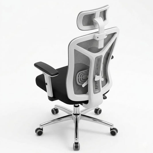 Ergonomischer Massagestuhl mit Fußstütze, für Büro und Gaming, 150 kg Belastbarkeit, Grau